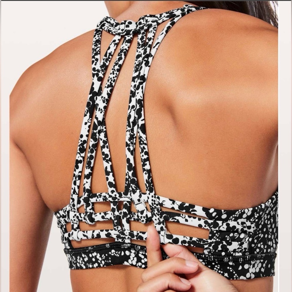 lululemon athletica Black & White Speckle Strappy-Back Sports Bra
